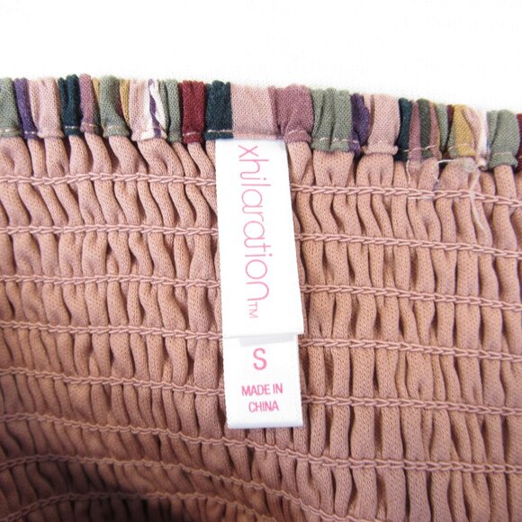 Xhilaration Junior's Size S Multicolor Striped Bustier Crop Top Smocked - Picture 4 of 6